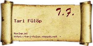Tari Fülöp névjegykártya